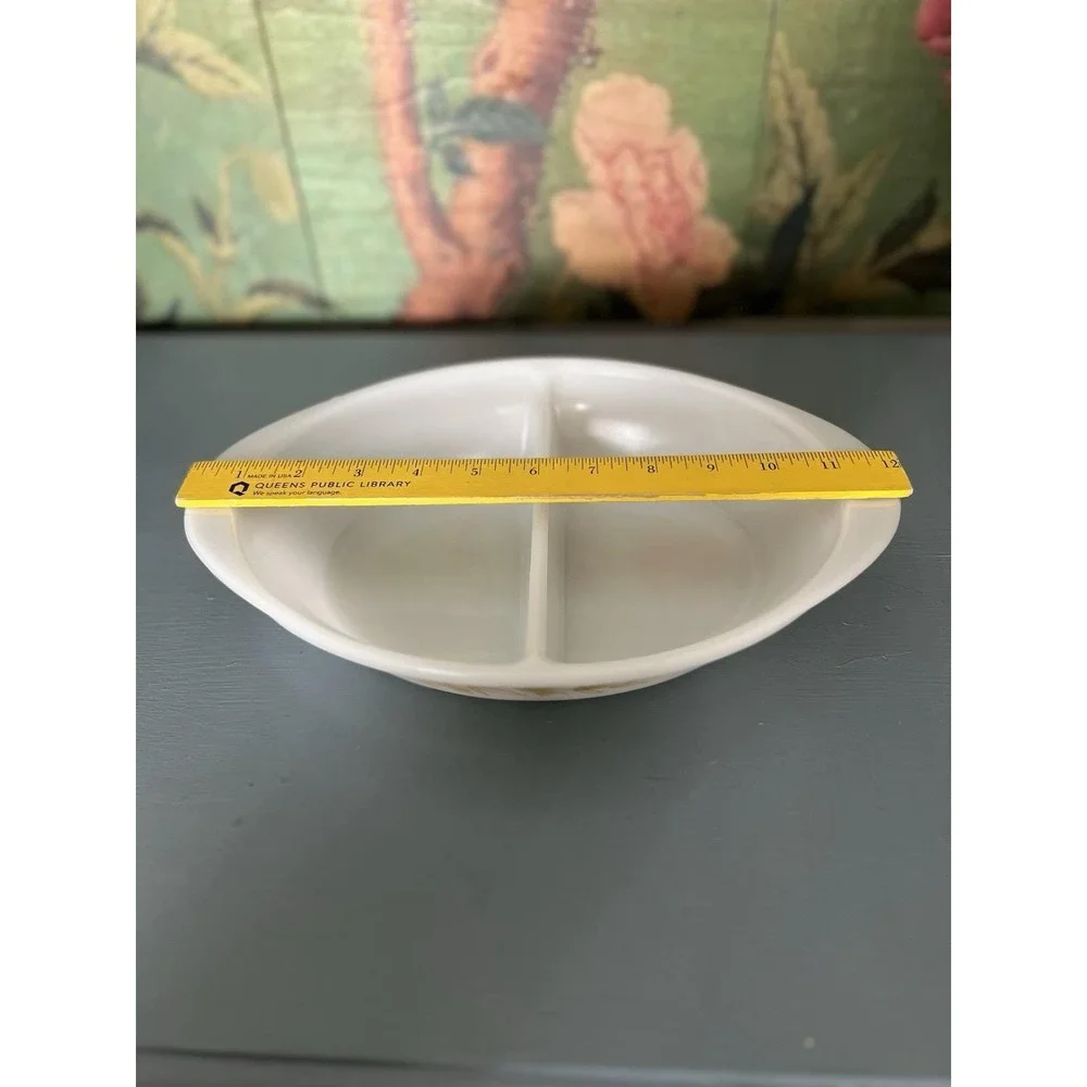 Vtg GlasBake Divided Casserole Dish J-239 Milk Glass USA